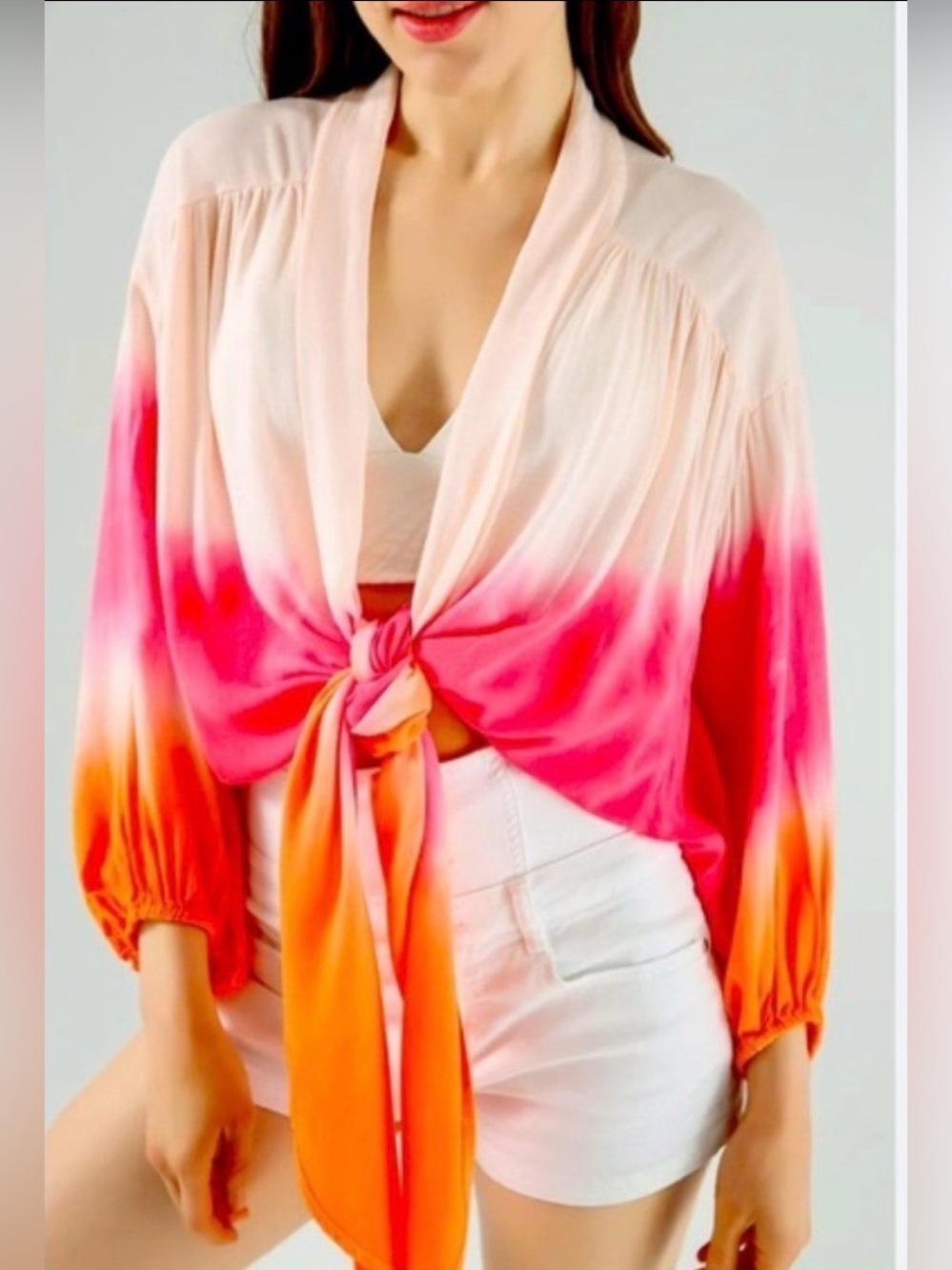 Young Fabulous and Broke “Carmen" Ombre Tie-Front Top Size Medium